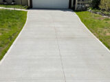 Driveway with broom finish and saw cuts